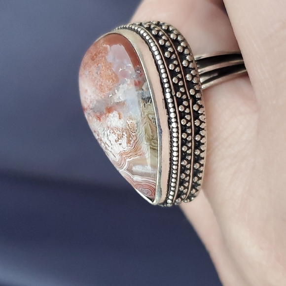 New Crazy Lace Agate 925 Silver Ring. - Picture 9 of 16